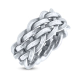 Interlacing Braided Woven Celtic Knot Trendy Oxidized Band Thumb Ring