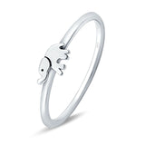 Petite Dainty Elephant Band Rhodium Plated Ring Solid 925 Sterling Silver (4mm)