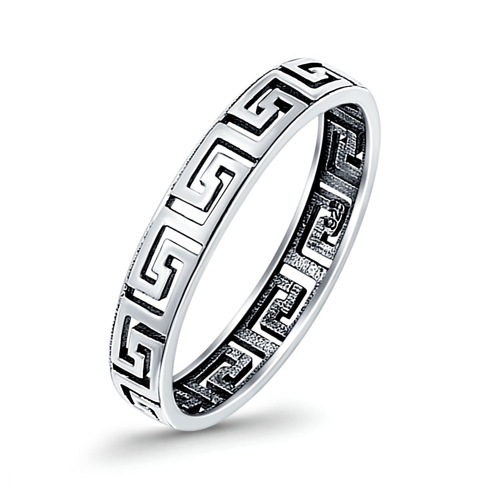 Imports Aztec Silver (4mm) Solid Blue 925 Ring Band Apple Thumb Sterling – Oxidized