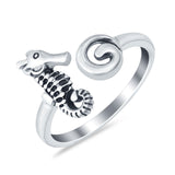 Silver Shell and Seahorse Ring