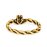 Rope Claddagh Band Oxidized Yellow Tone Plain Thumb Ring 925 Sterling Silver
