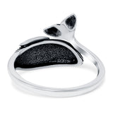 Whale Ring Oxidized Band Solid 925 Sterling Silver (13mm)