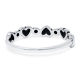 Dots and Hearts Band Oxidized Solid 925 Sterling Silver Thumb Ring (3.5mm)