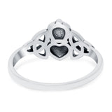 Celtic Claddagh Band Oxidized Ring Solid 925 Sterling Silver (9mm)