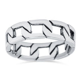 Link Chain Band Oxidized Solid 925 Sterling Silver Thumb Ring (6mm)