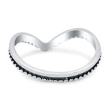 V Shaped Band Oxidized Solid 925 Sterling Silver Thumb Ring (8mm)