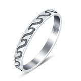 Wave Band Oxidized Ring Solid 925 Sterling Silver (3mm)