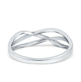 Criss Cross Rhodium Plated Band Solid 925 Sterling Silver Thumb Ring (6mm)