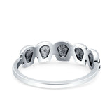 Skull Heads Oxidized Band Solid 925 Sterling Silver Thumb Ring (5.4mm)