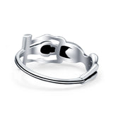 Skeleton Oxidized Band Solid 925 Sterling Silver Ring (9mm)
