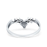 Deer Oxidized Band Solid 925 Sterling Silver Thumb Ring (9mm)