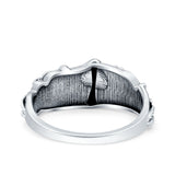 Mushroom Oxidized Band Solid 925 Sterling Silver Thumb Ring (9.3mm)