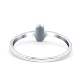 Hamsa Rhodium Plated Band Solid 925 Sterling Silver Thumb Ring (6mm)