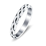 Braid Oxidized Band Solid 925 Sterling Silver Thumb Ring (3mm)