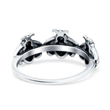 Bees Oxidized Band Solid 925 Sterling Silver Thumb Ring (7.5mm)