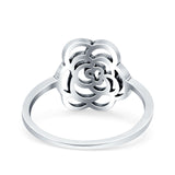 Rose Oxidized Band Solid 925 Sterling Silver Thumb Ring (13mm)