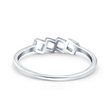 Four Square Eye Style Band Solid 925 Sterling Silver Ring (4mm)
