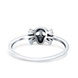 Skull & Crossbones Oxidized Band Solid 925 Sterling Silver Thumb Ring (6.2mm)