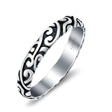 Filigree Oxidized Band Solid 925 Sterling Silver Thumb Ring (3.7mm)
