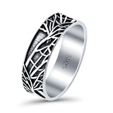 Tree Branches Oxidized Band Solid 925 Sterling Silver Thumb Ring (7mm)