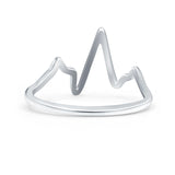 Heartbeat Rhodium Plated Band Solid 925 Sterling Silver Thumb Ring (11mm)
