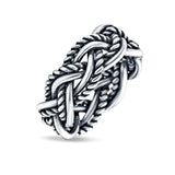 Infinity Crisscross Weave Oxidized Band Solid 925 Sterling Silver Thumb Ring (8mm)