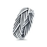 Fan Braided Oxidized Band Solid 925 Sterling Silver Thumb Ring (6mm)