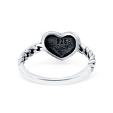 Heart Band Ring Oxidized Solid 925 Sterling Silver (8.5mm)