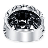 Lion Head Ring Oxidized Band Solid 925 Sterling Silver (16.5mm)