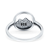 Mountains Oxidized Band Solid 925 Sterling Silver Thumb Ring (11.8mm)