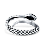 Snake Oxidized Band Solid 925 Sterling Silver Thumb Ring (10mm)