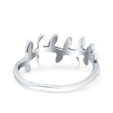 Leaves Oxidized Band Solid 925 Sterling Silver Thumb Ring (8.1mm)