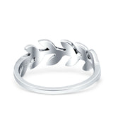 Leaves Oxidized Band Solid 925 Sterling Silver Thumb Ring (7mm)