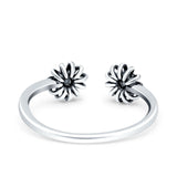 Flowers Oxidized Band Solid 925 Sterling Silver Thumb Ring (6mm)