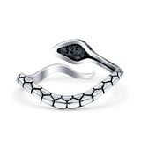 Serpent Snake Oxidized Band Solid 925 Sterling Silver Thumb Ring (7mm)