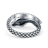 Snake Oxidized Band Solid 925 Sterling Silver Thumb Ring (12mm)