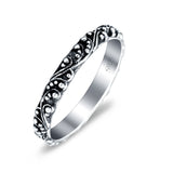 Bali Style Oxidized Band Solid 925 Sterling Silver Thumb Ring (3mm)