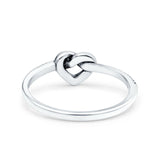 Heart Knot Oxidized Band Solid 925 Sterling Silver Thumb Ring (6.4mm)