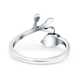 Bird & Branch Oxidized Band Solid 925 Sterling Silver Thumb Ring (13mm)