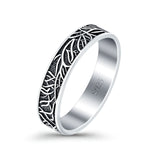 Tree Branches Oxidized Band Solid 925 Sterling Silver Thumb Ring (4.5mm)