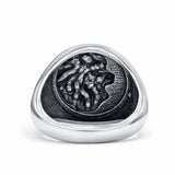 Lion Oxidized Band Solid 925 Sterling Silver Thumb Ring (17mm)