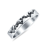 Mountain Oxidized Band Solid 925 Sterling Silver Thumb Ring (3.5mm)