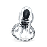 Octopus Oxidized Band Solid 925 Sterling Silver Thumb Ring (30mm)