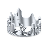Filigree New York Skyline Popular Landmarks Oxidized Band Thumb Ring