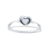 Dainty Small Heart Shape With Beach Ocean Wave Dolphin Engraved Scenery Trendy Oxidized Band Thumb Ring