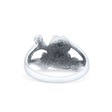 Dainty Smiling Frog Petite Filigree Animal Custom Oxidized Band Thumb Ring