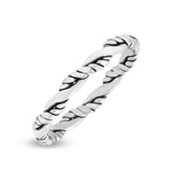 Braided Half Eternity Twisted Rope Dainty Double Band Oxidized Ring