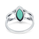 Solitaire Marquise Halo Wedding Engagement Ring Simulated Turquoise 925 Sterling Silver
