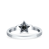 Star Petite Dainty Round Simulated Black Agate Promise Ring Band Oxidized Braided 925 Sterling Silver