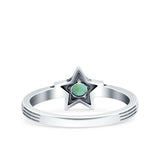 Star Petite Dainty Round Simulated Turquoise Promise Ring Band Oxidized Braided 925 Sterling Silver